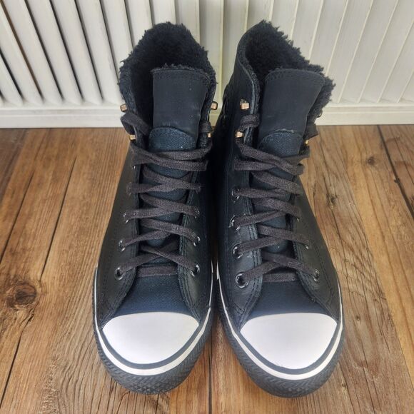Converse CTAS Winter Gore-Tex GTX Womens Size 7.5 Black Leather Lined High Shoes - Picture 8 of 9